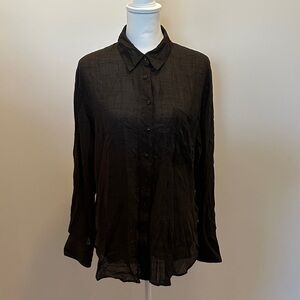 Free People Black Sheer Casual Button Down Shirt (Read Description)